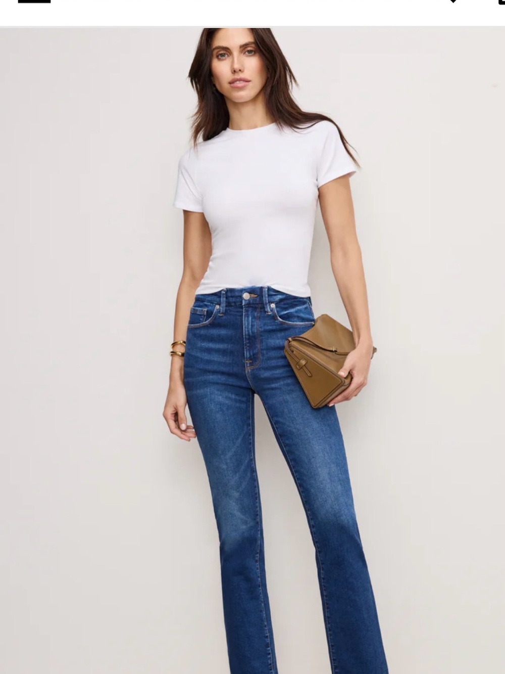 NEW Good American Dark Blue High-Rise Straight Ankle Jeans